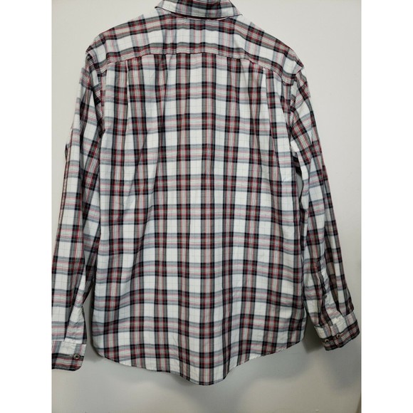 Eddie Bauer Men's Size Large L Long Sleeve Gray Red Plaid Shirt cotton blend - Picture 7 of 7
